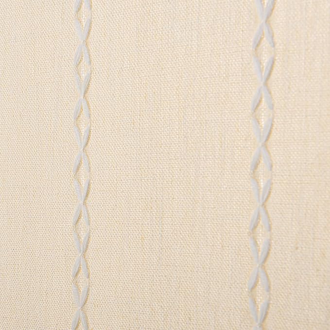 Deeprove Boho Curtains 96 Inches Long for Bedroom Living Room, Beige Cotton Linen Stripes Embroidery Weighted, Bohemian Farmhouse Window Treatment Drape Tassels, 1 Panel W52 x L96, Champagne
