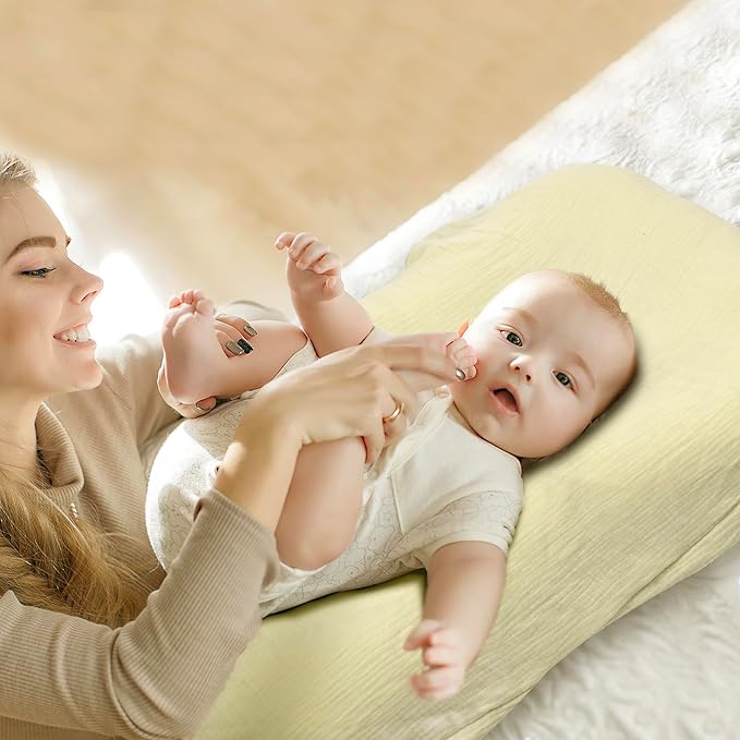 Baby Lounger for Newborn - Snuggle Cozy Me Lounger | Breathable Soft Cotton, 0-24 Months Portable Playtime Baby Nest, Newborn Baby Essentials Gifts- Yellow (1 Lounger + 1 Cover)