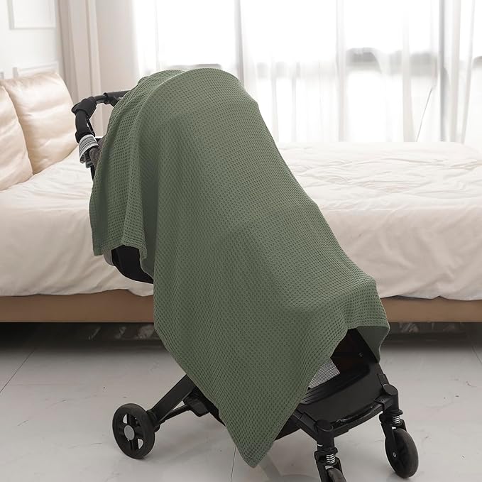 36” X 40” Inches Cooling Baby Waffle Weave Blanket, Ultra-Soft Lightweight Receiving Blanket for Newborn, Breathable Comfortable Baby Swaddle Blanket for Boys and Girls(Sage)