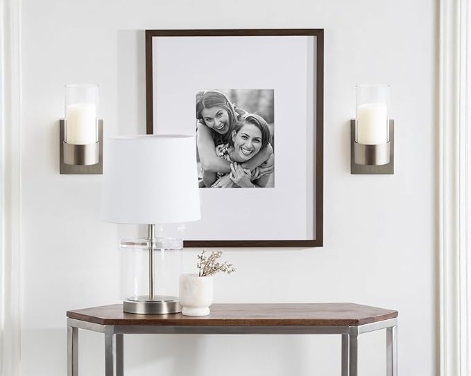 Kate and Laurel Zabler Modern Metal Wall Sconce, 5 x 6 x 10, Antique Nickel, Round Candle Holder with Removable Glass Cylinder for Flameless Candle Display in Bedroom or Bathroom