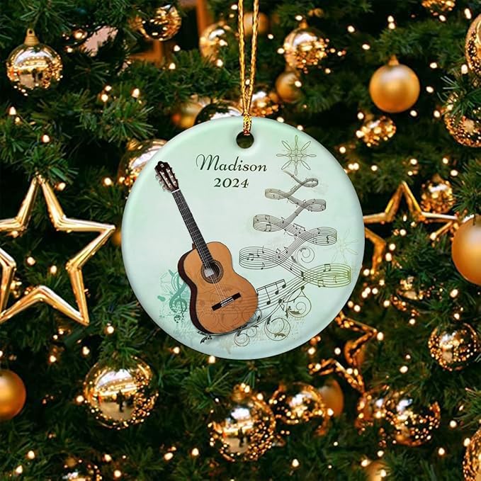 wowcugi Guitar Ornament Personalized Instrument Ornaments for Christmas Tree Xmas Tree Decorations Keepsake Gifts for Band Instruments Music Lovers