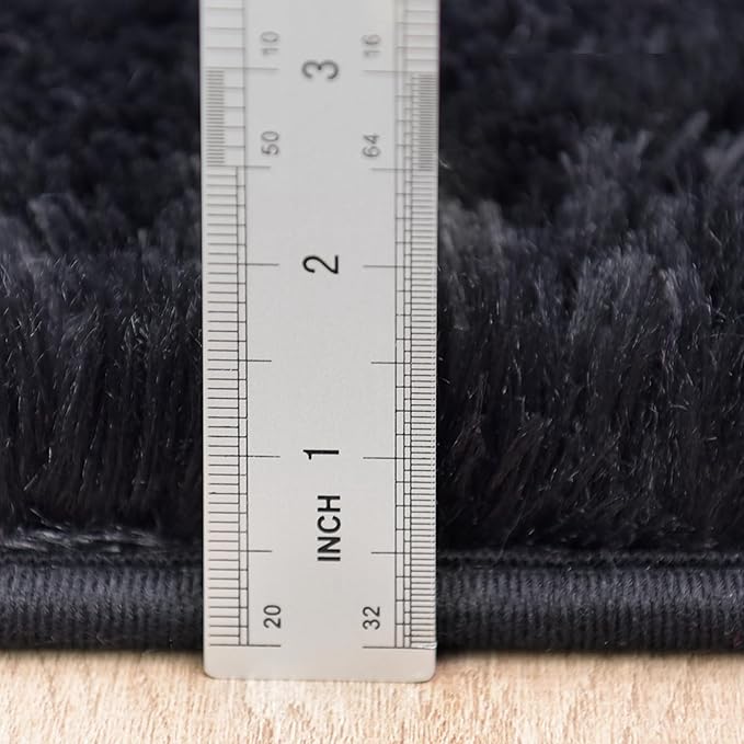 Fluffy Rug Flame Resistant 5x7 Feet, Black Throw Rugs for Living Room, Ultra Soft Shag Fuzzy Plush Carpets Indoor