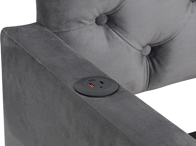Bellemave Twin Upholstered daybed with Trundle and USB Charging, Velvet Tufted Sofa Bed Twin Size, daybed with Trundle for Adults, Kids, Girls, Teens, for Living Room, Dark Grey