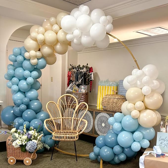 Dusty Blue Balloons, 12 Inch Slate Baby Blue and Sand White Balloons for Boys Baby Shower Bridal Shower Engagement Wedding Birthday Party Decorations