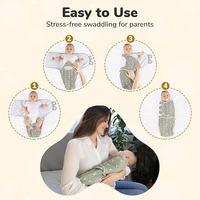 Mama Cheetah Preemie Swaddle Sack, Organic Swaddling Sleep Sacks for Preemies, Preemie Swaddle Blanket Wrap, Easy Swaddles for Premature Baby Boy Girl 4-7 lbs, Newborn Essentials, 3-Pack, Grey