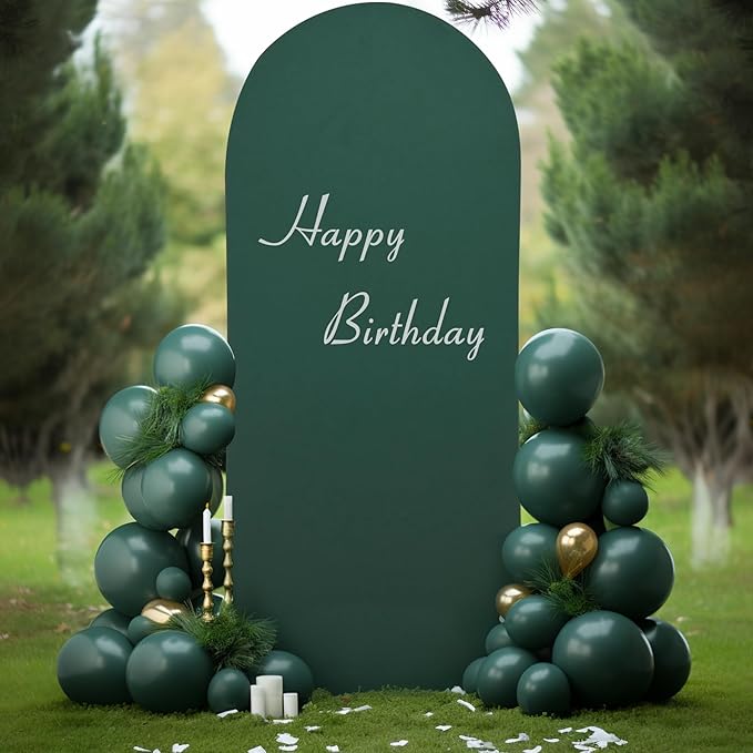 7.2FT Hunter Green Arch Backdrop Cover, Spandex Fitted Wedding Arch Stand Covers 2-Sided Round Top Chiara Arch Backdrop Cover for Wedding Ceremony Birthday Party Baby Shower Banquet Decoration