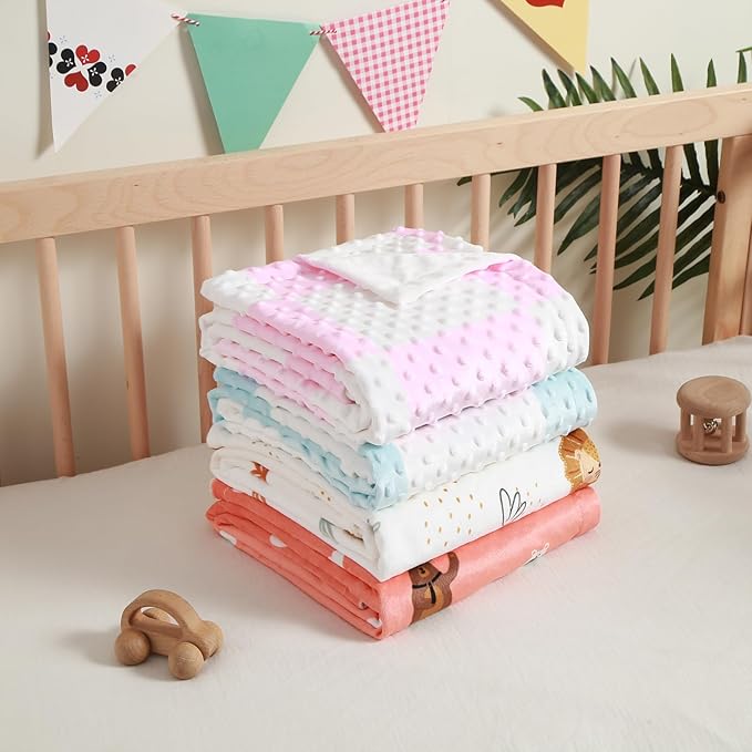 iEvolve Baby Nursery Bed Blankets Ultra Soft Double Layer Mini Blanket Minky Blanket Receiving Blankets Shower Gifts(Blue,30 * 47in)