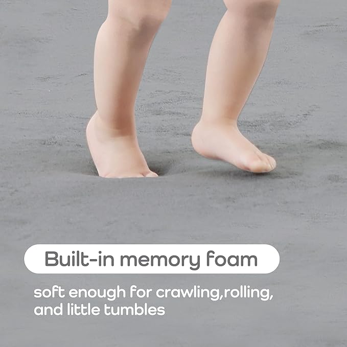 1.3" Thick Foam Baby Play Mat Extra Large 79x158, Basic Padded Plush Tummy Time Crawling Mat, Non-Slip Support Area Rug for Playroom Nursey Living Room (Light Grey)