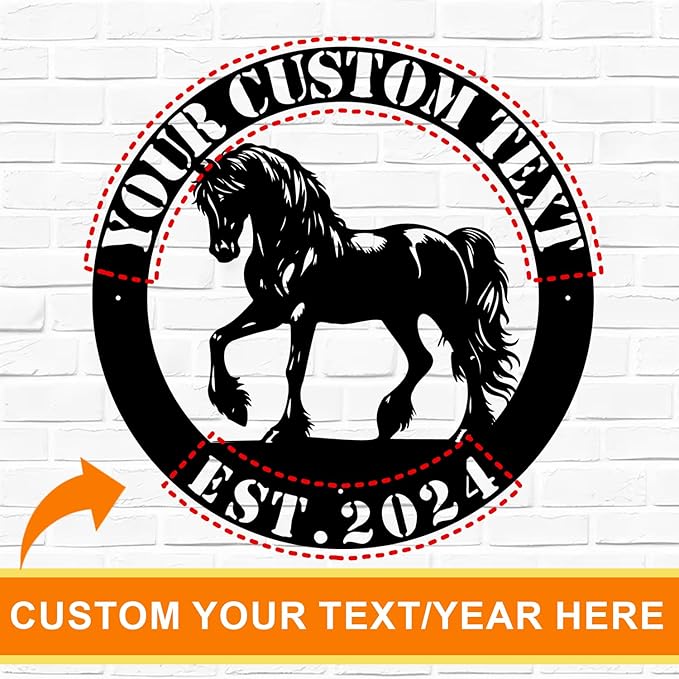 Personalized Horse Metal Sign – Custom Name & Established Date Rustic Farmhouse & Home Decor, Handcrafted Wall Art