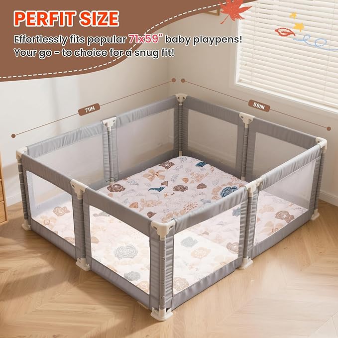 Baby Play Mat for Floor,71x59 Inch Soft Padding Crawling Mat for Playpen, Foldable and Machine Washable, Thick for Babies & Toddlers,Boho Flower