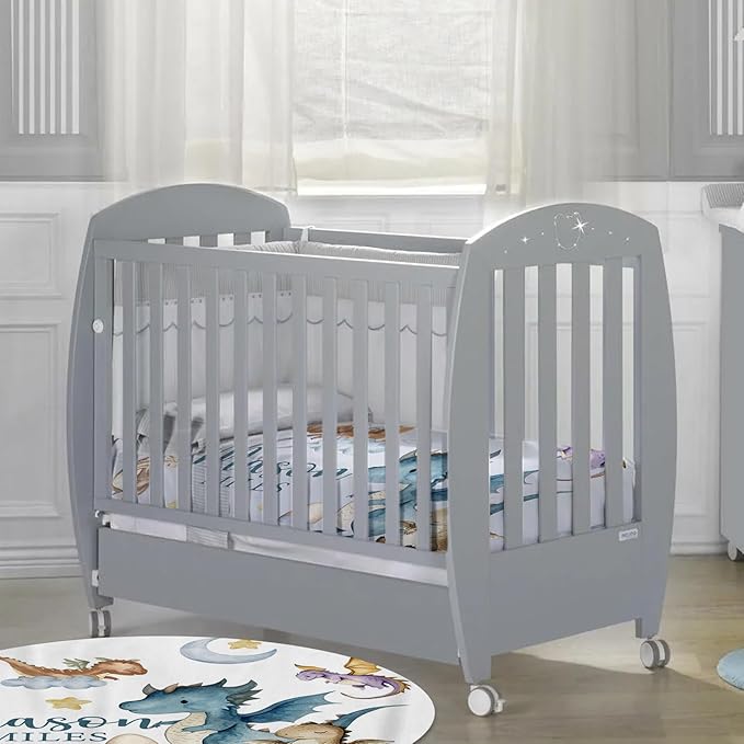 Custom Baby Crib Bedding Set - Blue Dinosaur Design Personalized Name Baby Nursery Bedding 3 Pcs Set - Chic Soft Blanket, Fitted Sheet, Room Rug for Newborns Boys Girls Gifts