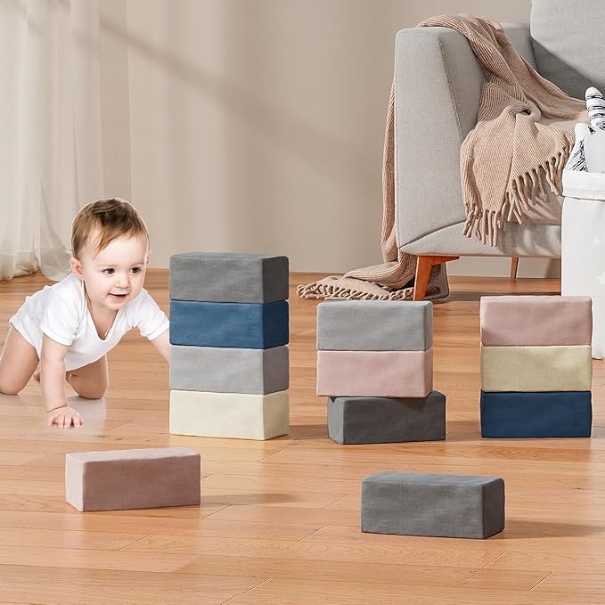 24 PCS Modular Kids Play Block Couch Child Sectional Soft Sofa Toddler Building Fortplay Climbing Bedroom Playroom Baby Convertible Floor Foam Cushion for Boys & Girls (24pcs+Rectangle)