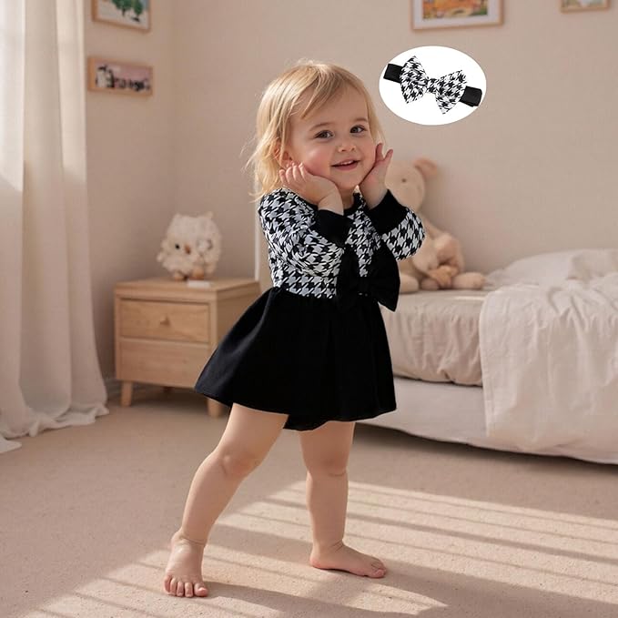 Giraropa Baby Girl Fall Winter Clothes Long Sleeve Romper Dress + Socks + Headband Newborn Infant Cute Casual Outfits