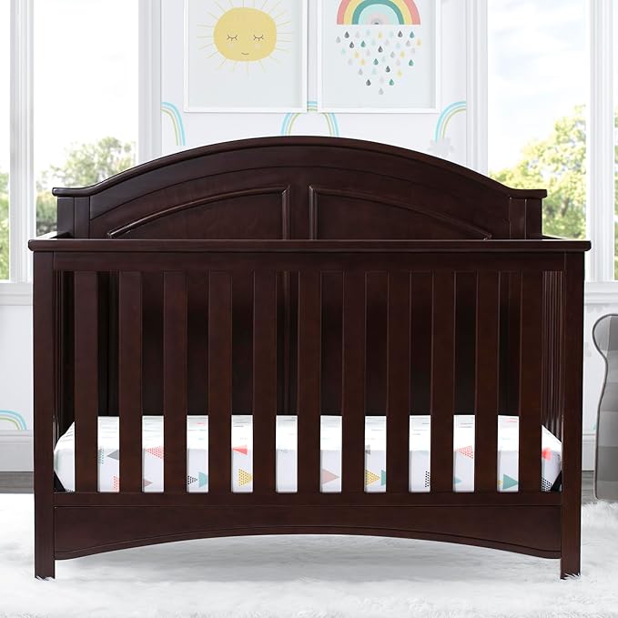 Delta Children Perry 6-in-1 Convertible Crib - Greenguard Gold Certified, Walnut Espresso