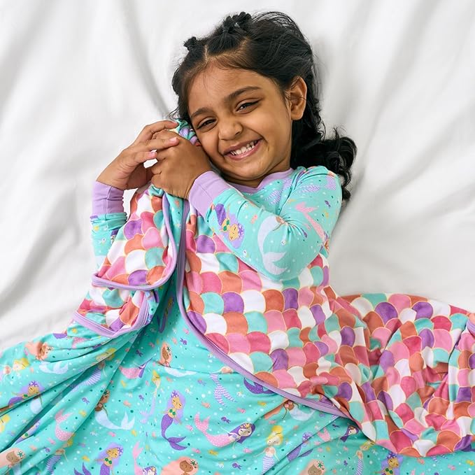 Little Sleepies Cloud Blanket, Soft Viscose from Bamboo Toddler & Baby Blanket for Boys & Girls, Lightweight, Perfect for Hot Sleepers, 50" x 50", Large (Mermaid Magic)