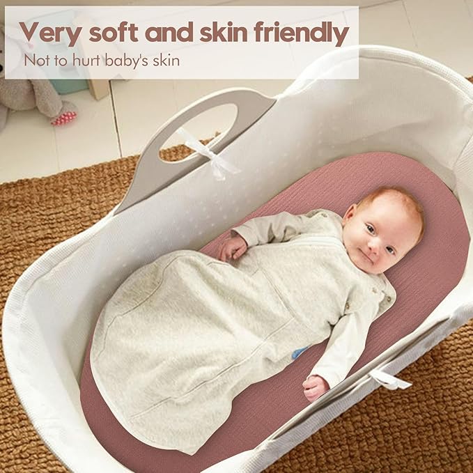 Muslin Bassinet Sheets for Baby Boy Girl,Breathable Baby Bassinet Sheets Fitted for Bassinet,Oval Rectangle,Hourglass,Bassinet Mattress/Pad,Soft Cotton 2 Pack