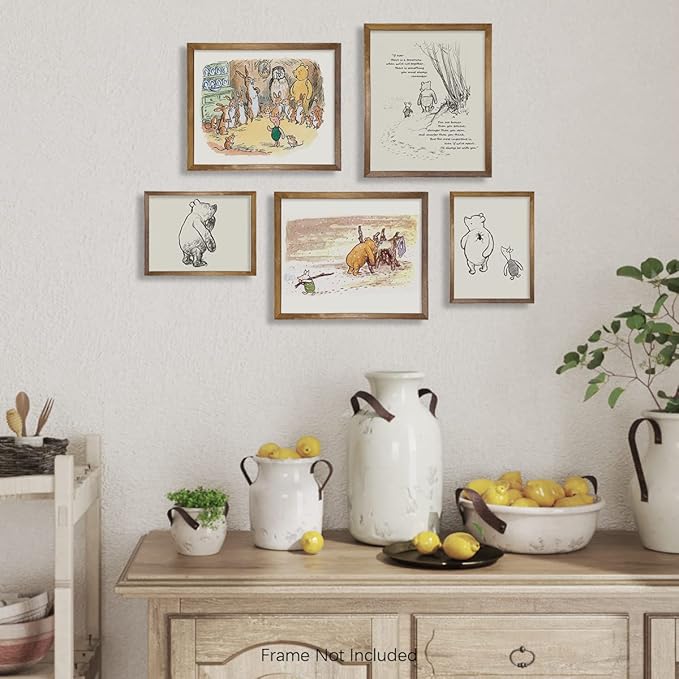 Gifts for Winnie Fans Lover - Vintage Hundred Acre Wood Poster - Winnie The Pooh Nursery Decor - Toddler Room Decor - You Are Braver Than You Think - Motivational Quotes for Kids - Little Boys Décor