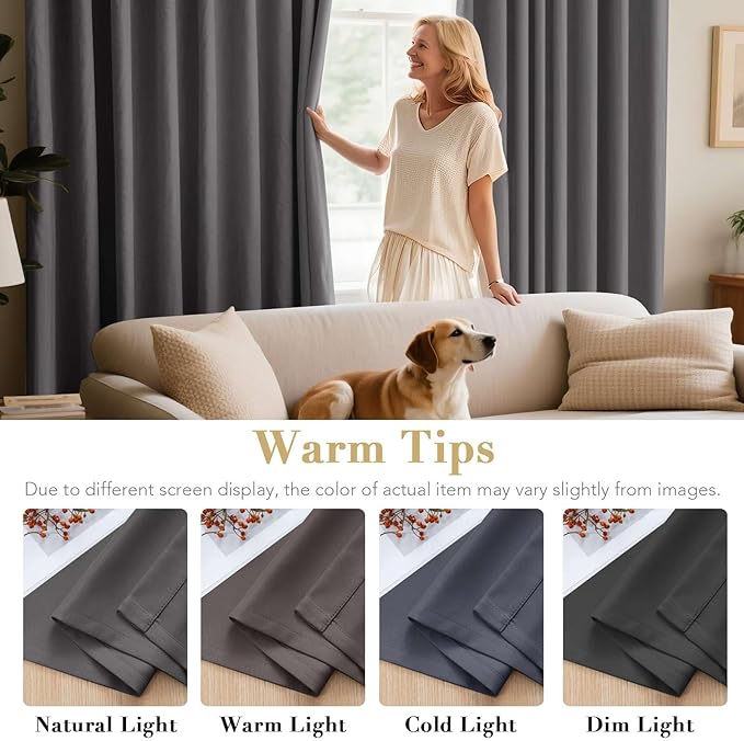 H.VERSAILTEX Three Pass Microfiber Blackout Thermal Insulated Grommet Panel Window Curtains/Drapes (Set of 2 Panels,52 x 96 Inch,Charcoal Gray)