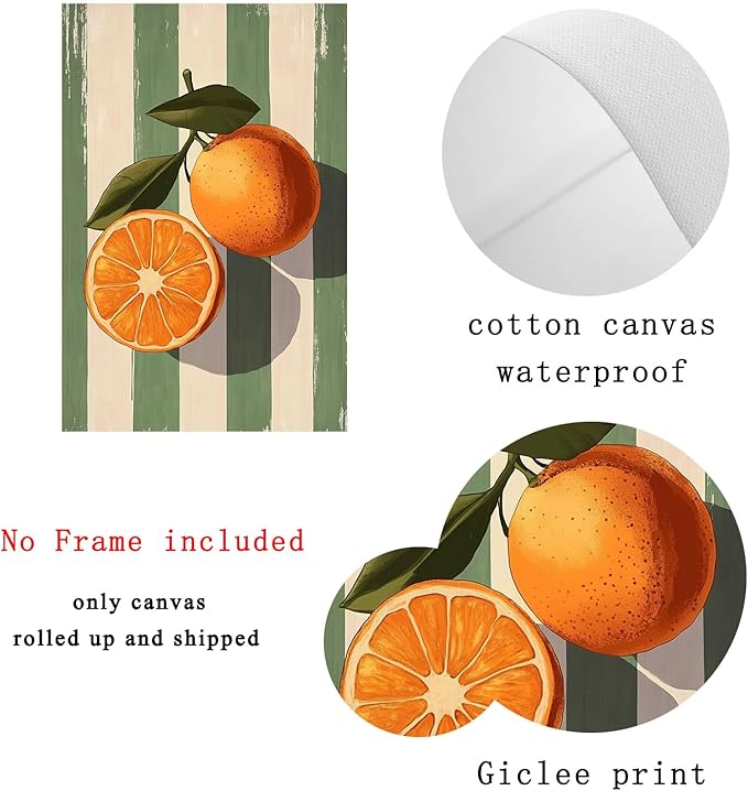 Orange Wall Art Orange Still Life picture Modern Fruit Painting Sage Green Minimalist Fruit Artwork Modern Green Painting Trendy Aesthetic Poster Aesthetic Still Life Poster For Room 16x24in No Frame