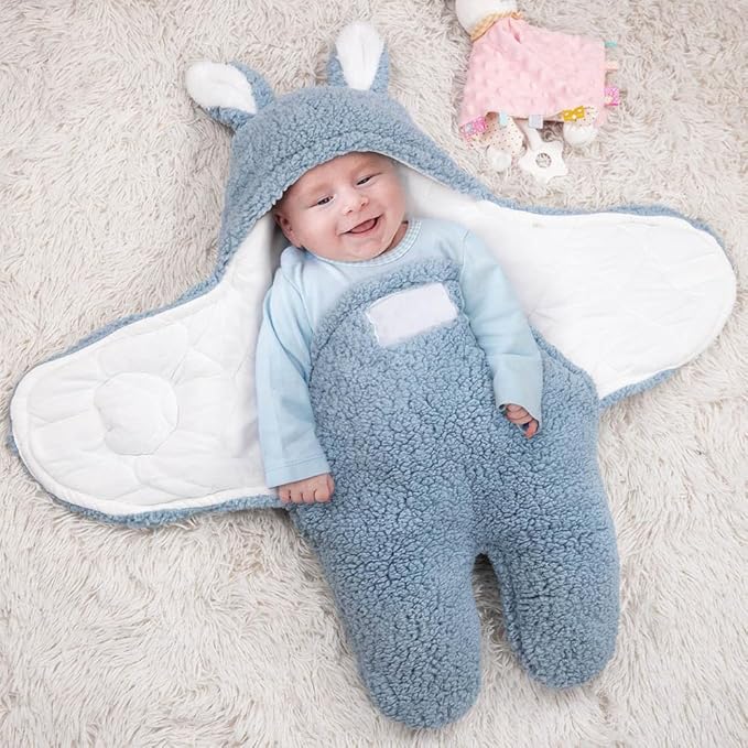 Custom Baby Swaddle Blanket Embroidery Personalized Name Boys Girls Sleep Sack for Infant Cute Bunny Baby Essentials Gift for Newborn