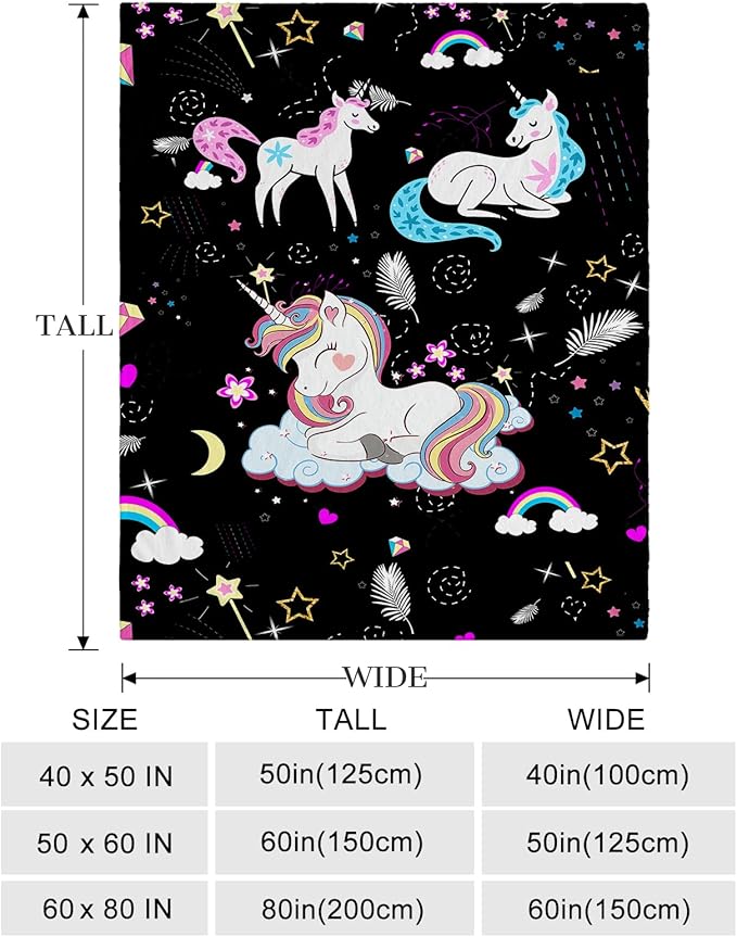 Ultra Soft Fleece Blanket- Lightweight & Warm Throw Blanket for Couch, Cozy Plush Sherpa Blanket for Adults Kids, Durable & Easy Care (Unicorn, 40x50 in)