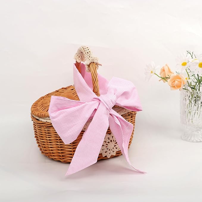 Newborn Swaddle Sash, Soft Cotton Bow Decorative Strap for Swaddles, Adorable Maternity Bow Sash, 70x5.5 Inch, Pink Stripes