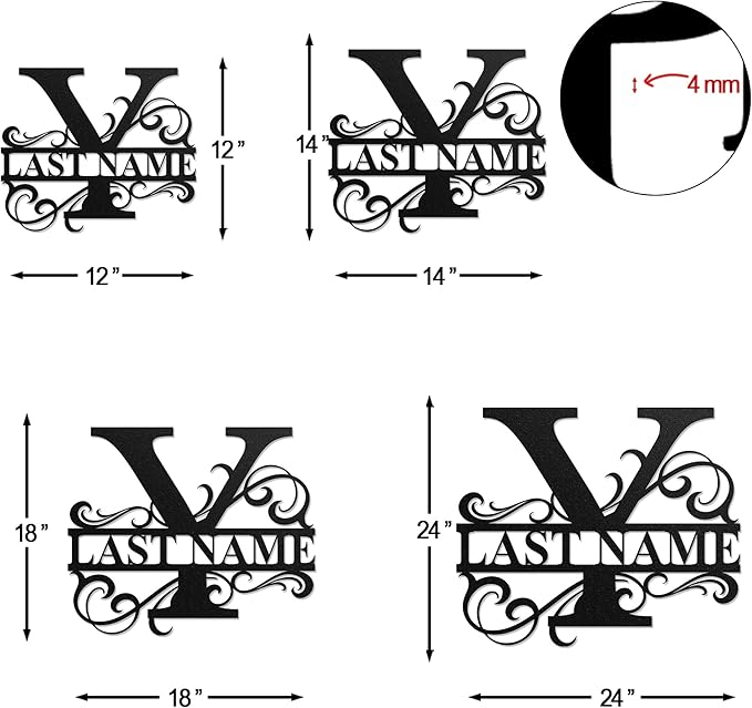 LULLBABYMALL Custom Metal Signs - Last Name Sign, Split Letter Monogram, Letter Y, Family Name Wall Art, Outdoor Metal Signs, Personalized Wedding Gift