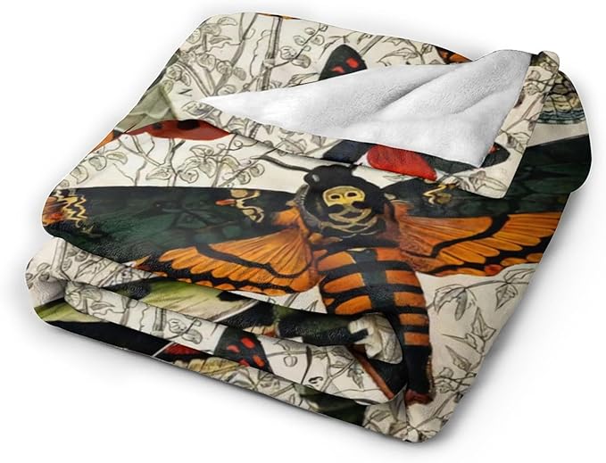 Moths Blanket Throws Moth Gifts Moths Lovers Throw Blanket for Women Men Kids Adults Soft Warm Cozy Fleece Blanket for Couch Sofa Bed 80"x60"