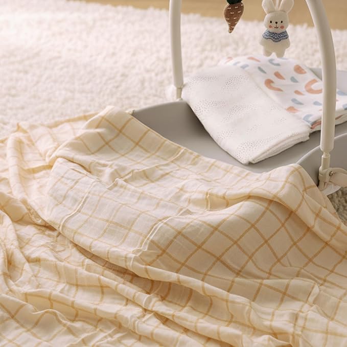 HECCEI Muslin Swaddle Blanket - Large Baby Muslin Blanket 47 x 47 inches, Breathable & Soft Gender Neutral Receiving Blanket for Newborn Boys and Girls, Rounded Arches