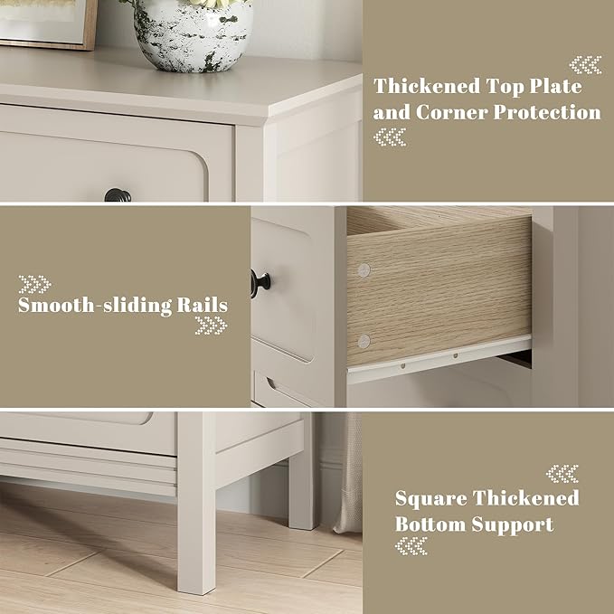 CARPETNAL Beige Dresser for Bedroom, 55" Wide 8 Drawer Dresser with Metal Handles and Deep Drawers, Modern Large Wood Chest of Drawers for Living Room, Hallway.