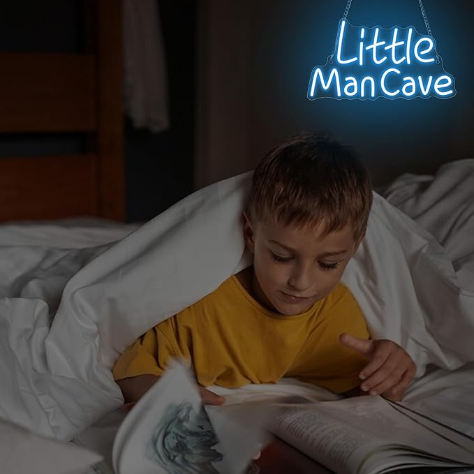 YuanDian Little Man Cave Neon Sign, Neon Lights for Bedroom Gamer Room Wall Decor, Gift Ideas for Teen Boys Nephew Son Grandson