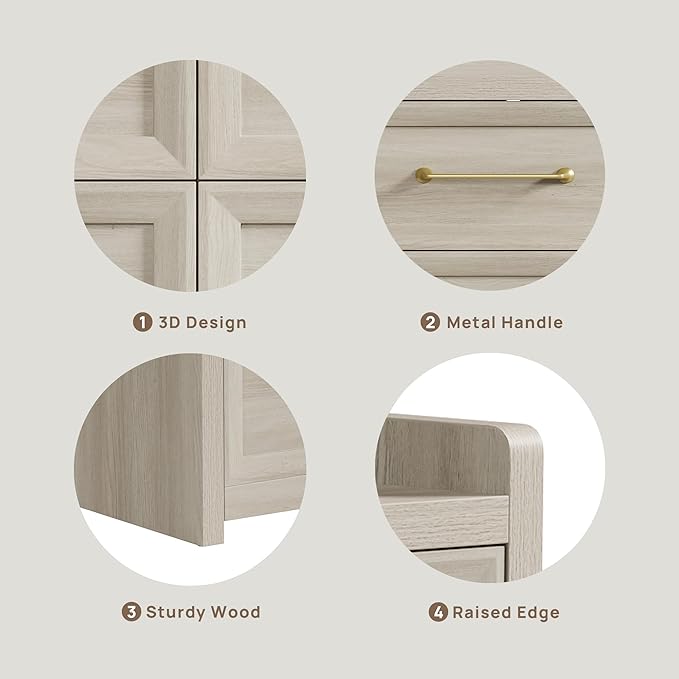 SICOTAS 6 Drawer Dresser for Bedroom-112.8" Extra-Wide Wooden Chest of Drawers with Large Storage, Long Dresser TV Stand with Drawers, Farmhouse Closet Dressers for Nursery, Grey White Oak, 2PCS