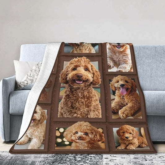Golden Doodle Blanket Goldendoodle Decor Throw Blanket Super Soft Flannel Lightweight Fluffy Plush Cozy Fuzzy Fleece Gifts Blanket for Dog Lover Women Girls Boys Adults for Bed Sofa 50"X60"