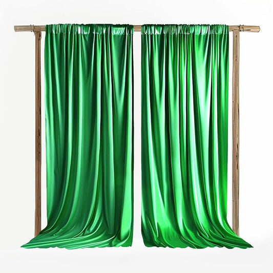 10x10ft Cristmas Green Curtains Wedding Backdrop Wrinkle Free Cristmas Green Photo Curtains Backdrop Drapes for Party Birthday Baby Shower Photography YUNBSDJ161
