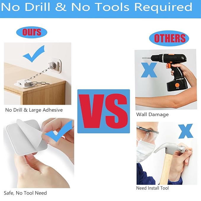 YEYA Upgraded Anti-Tip No Drill Furniture Anchor with 3M Adhesive 10" Adjustable Straps, Baby Proofing Wall Anchors for Child Safety, Playroom Essentials 4P