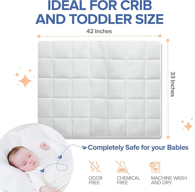 Continental Bedding Toddler Comforter, 100% White Down Duvet Insert, Sleep Blanket with Cotton Shell, Fits Standard Crib, Toddler Bed, 33x42 Inches, White