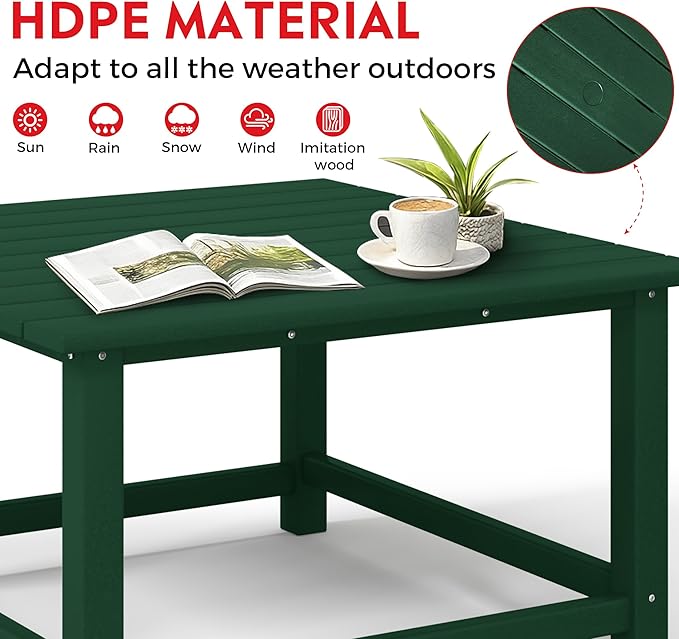 Costaelm Outdoor Kids Table, Toddler Dinner Table Baby Desk Outdoor Childrens Party Tables for Arts & Crafts, Snack Time, Multi-Activity Desk for Ages 2-8 in Classroom/Outside, Dark Green