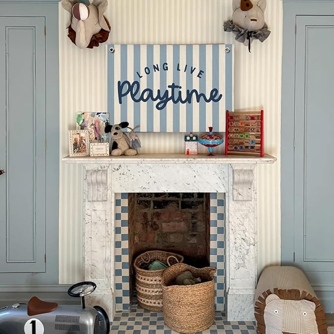 Playroom Wall Decor, Kids Toddler Boy Playroom Decor Hanging Linen Banner,Play Room Wall Decor for Kids Boys Nursery, 20x30 Inch