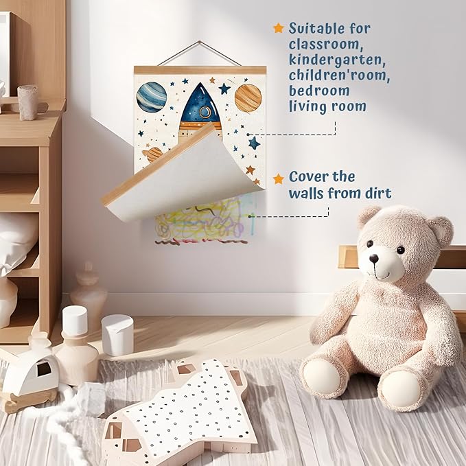 Solar System Poster Wall Art Set of 2, The Planets Wall Decor Wood Hanger, Space Classroom Decor, Outer Space Planets Poster for Boys and Girls Nursery, Bedroom, Playroom, Toddler and Kids Room(Solar system)