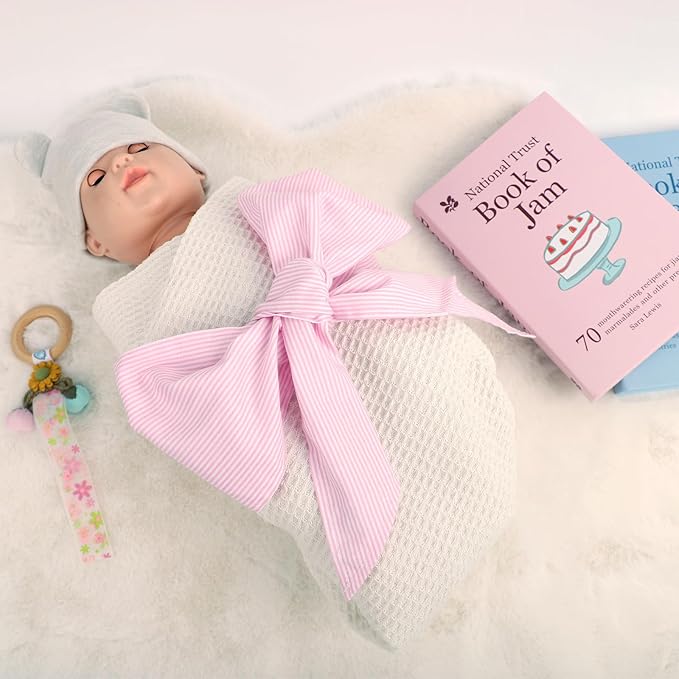 Newborn Swaddle Sash, Soft Cotton Bow Decorative Strap for Swaddles, Adorable Maternity Bow Sash, 70x5.5 Inch, Pink Stripes