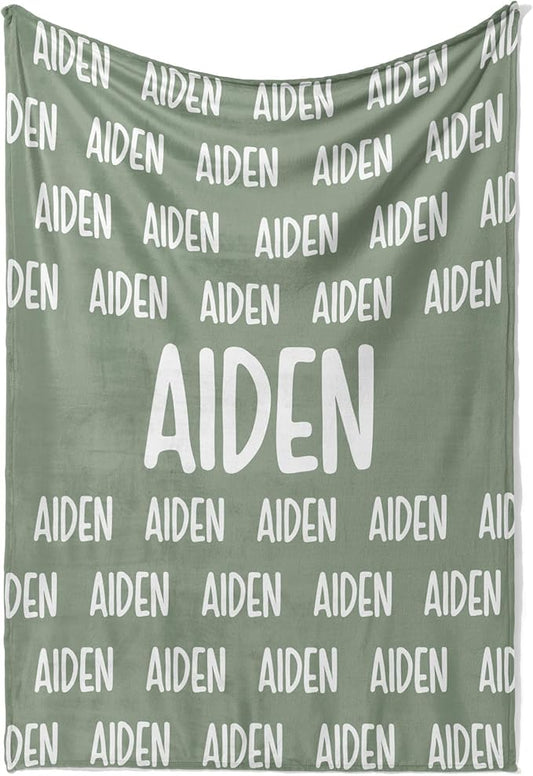 Hickory Hollow Designs Personalized Name Blanket, Color & Font Choice, Custom Minky Throw Blankets, Couch & Bedroom Decor, Fluffy Soft & Warm Bedspread, Minimalist, (Solid Color Big Name, 30" x 40")