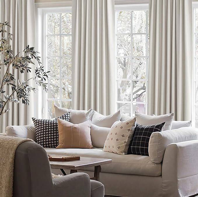 Complete Blackout Curtains 95 Inches Long, Custom Drapes for Sliding Glass Doors 2 Panels Sound/Draft/Cold/Warm Blocking Modern Living Room Long Kitchen Curtains (W50 x L95) Back Tab