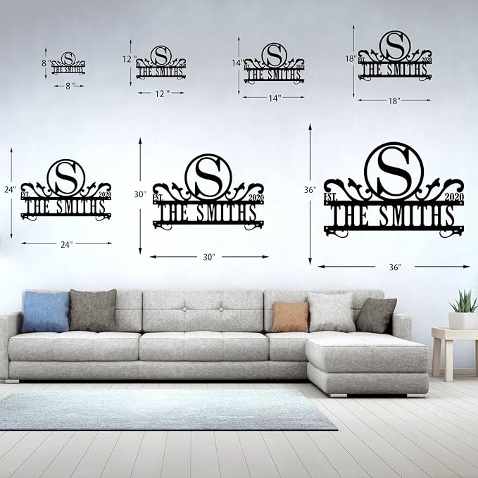 Custom Metal Sign, Last Name Signs for Home, Split Letter Monogram Wall Art, Personalized Wedding/Anniversary/Housewarming Gift for Couples, Indoor/Outdoor Sign