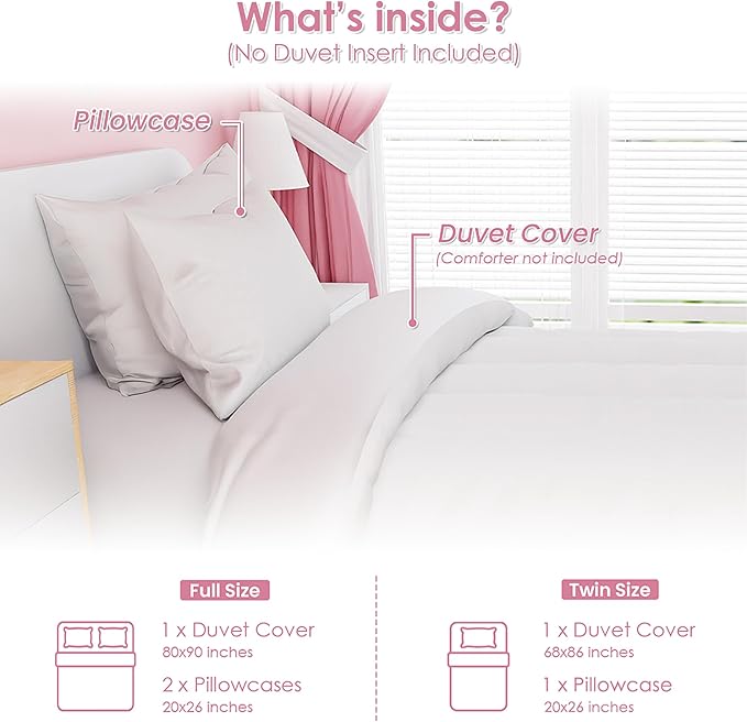SANDJEST White Duvet Cover Sets Twin Size for Kids Boys Girls, Include 1 Polyester Comforter Cover 68x86 Inches and 1 Pillowcase 20x26 Inches, Comforter Not Included, Gift for Christmas Birthday