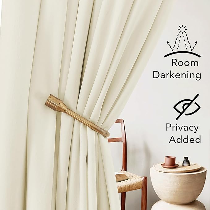 StangH Pinch Pleated Velvet Curtains 90 inches Long, Ivory White Privacy Thermal Insulated Bedroom Window Drapes Super Soft Light Dimming Track Curtains for Dining Room, W38 x L90, 2 Panels