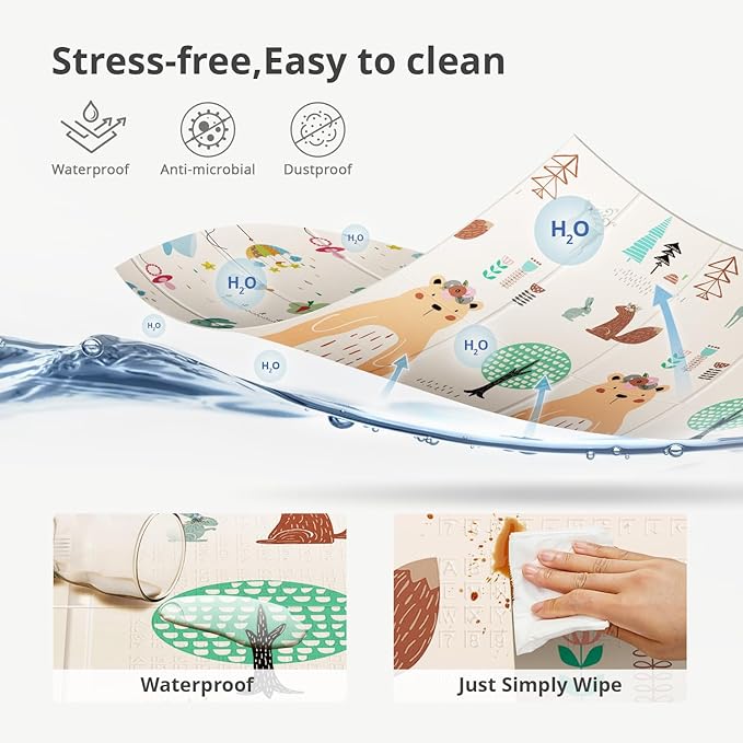 UANLAUO Baby Play Mat,71"x 79"Extra Large Playmats,Foldable Baby Play Mat for Floor,Non-Toxic Tummy Time and Crawling Playmat,Thick Foam Play Mat for Baby,Reversible Portable for Infant,Toddler