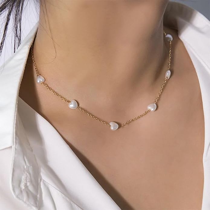 SmileBelle Pearl Necklaces for Women, Daisy Pearl Choker as Christmas Stocking Stuffers for Teens, Silver Daisy Pearls Jewelry Trendy Stuff Birthday Gifts 3 Pearls White Necklace as Wedding Jewelry