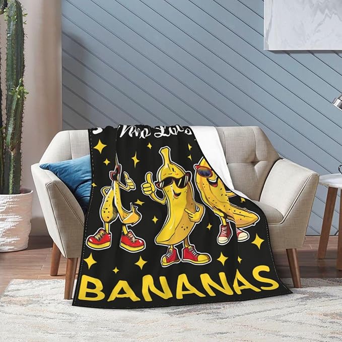 Banana Blanket Just A Girl Who Loves Bananas Throw Blanket Flannel Stuff Merch Cozy Decor Fleece Plush Fuzzy Warm Soft Lightweight Bedding Gifts for Women Men Girl Boy Couch 50"X40"