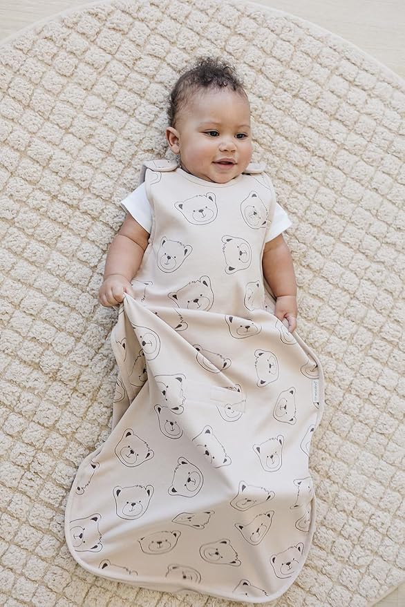 Woolino Merino Wool & Organic Cotton Baby Sleep Sack 2-24 Months – Ultimate 4-Season Baby Sleeping Bag, Universal Size Wearable Blanket, 2-Way Zipper & Adjustable Fit, Year-Round Use - Teddy Bear