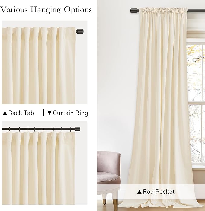 StangH Cream White Velvet Curtains 96 inches Long for Nursery Kids Room, Thick Soft Light Reducing Privacy Protect Window Drapes for Living Dining Room/Hotel/Hall, W52 x L96, 2 Panels